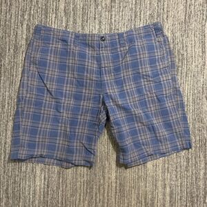 Eddie Bauer‎ Men's Size 42 Cotton Blue Brown Bermuda Style Shorts Plaid Outdoors